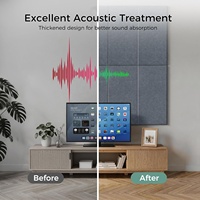 Panneaux acoustiques auto-adhésifs pour décoration intérieure moderne, absorption du son, épaisseur 0,47 pouce, gris, PET, pour studio, maison, bureau