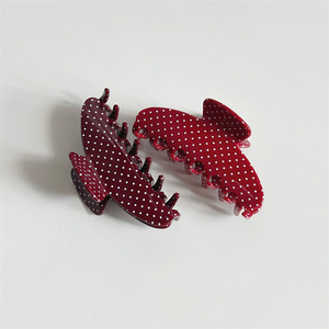 French Retro Polka Dot <strong>Hair</strong> Claw Large Red Blue Black <strong>Burgundy</strong> Updo Clip Instagram Fashion <strong>Hair</strong> <strong>Accessories</strong> - Product Image 3