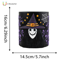 Pot Bunga Resin Penyihir Halloween DIY Pola Bintang Jaring Laba-laba Hiasan Vas Meja Dekorasi Rumah Liburan Dekorasi Dalam Ruangan