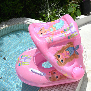 Anillo de natación inflable para niños con diseño de dinosaurio y toldo parasol de 57x65cm, juguete acuático para uso en piscina - Product Image 5