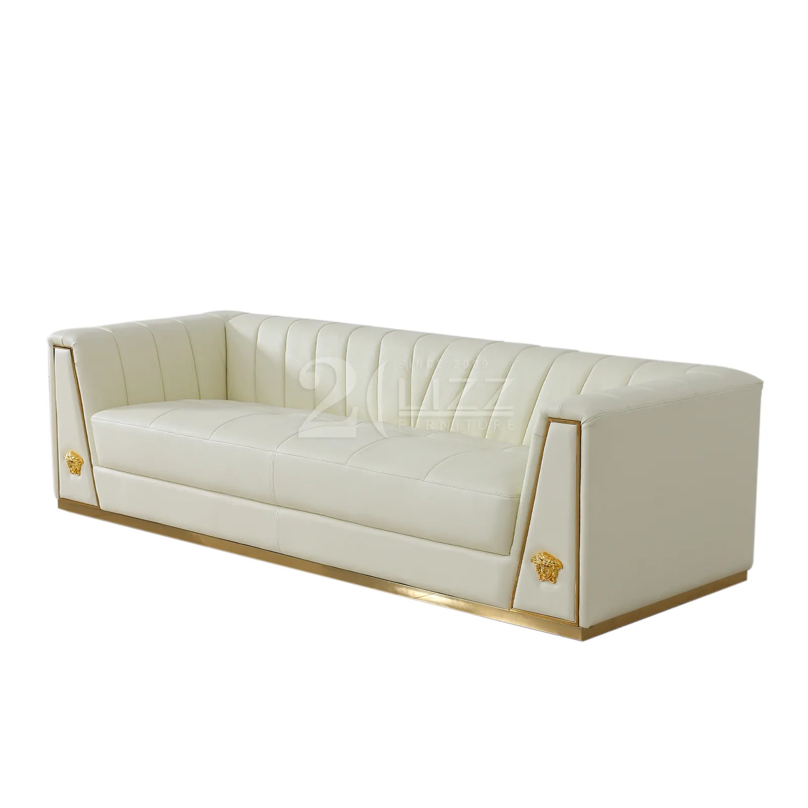 Modernes Sofa Luxusmarke Beige Top Grain Italienische Leder Schnitts ofa
