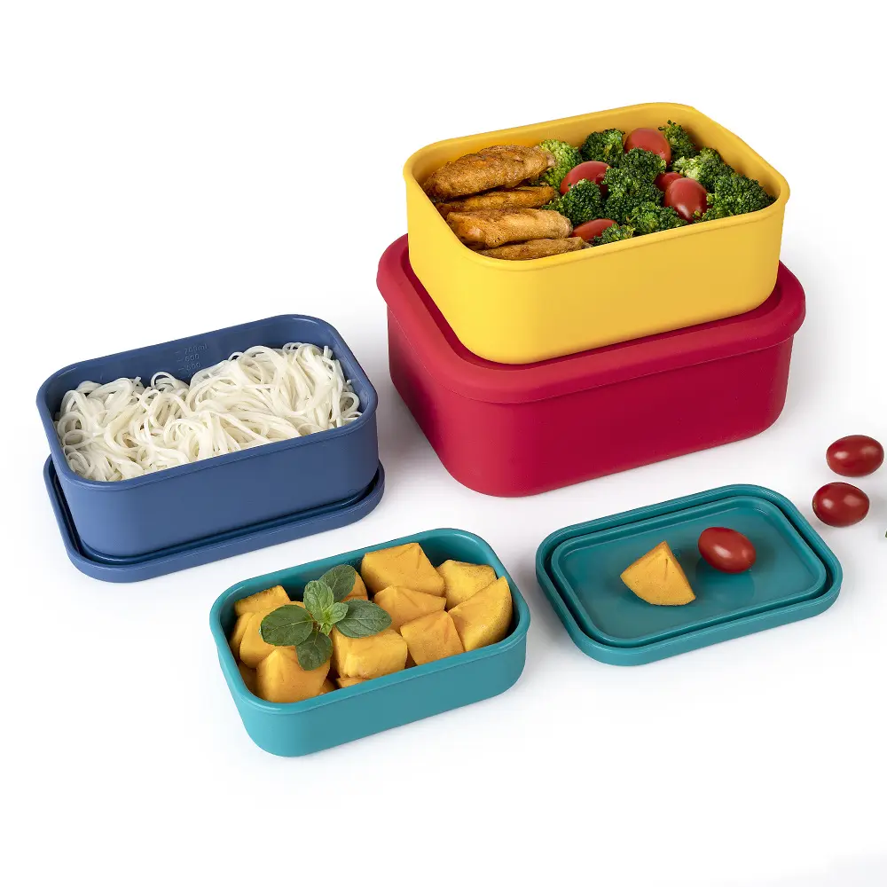 Good Quality Kitchen Organizer Dry Food Storage Silicone Foldable Lunch Box