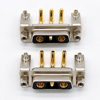 Konektor D-SUB 3W3 3V3 Male Female Sudut Kanan PCB Mount Arus Tinggi Daya Soket D-Sub dengan Braket Emas Padat