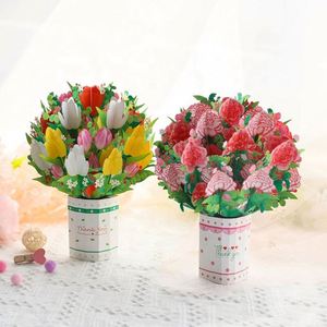Ventes en gros de cartes pliables 3D en forme de bouquet de tulipes pour les boutiques de fleurs - Product Image 2