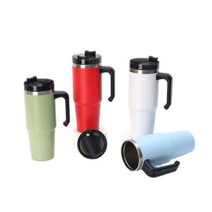 Gobelet de voyage pour voiture 20oz 30oz, tasse isotherme à double paroi avec couvercle, paille et base antidérapante pour la route - Product Image 3