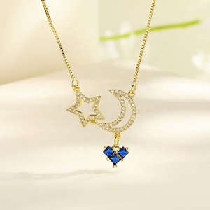 เครื่องประดับหรูหรา Hd Jewelry แฟชั่นทอง 18K ชุบทองรูปหัวใจและดาว ประดับเพชรคิวบิกเซอร์โคเนีย Aaa สร้อยคอจี้สำหรับผู้หญิง - Product Image 2