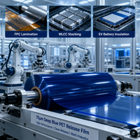 Film de support PET bleu foncé 75µm 130-150g/in pour ruban adhésif silicone, découpe de joints et laminage industriel - Stock de commande annulée