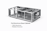 Meubles de cuisine modernes robustes en panneaux mélaminés avec éclairage LED intégré, portes en verre/acrylique, paniers de rangement, pour usage en villa