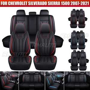 Juego Completo de 5 Fundas de Asiento de Coche de Cuero PU, Protector de Asiento para Chevrolet Silverado Sierra 1500 3500HD 3500HD 2007-2021, 10 Piezas - Product Image 1