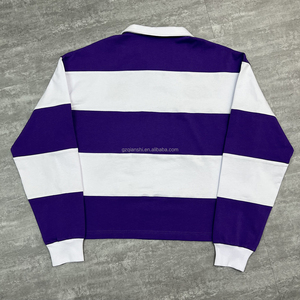 QIANSHI Cotton Heavyweight Streetwear <strong>T</strong>-<strong>shirt</strong> Embroidered Rugby <strong>Striped</strong> Polo <strong>Shirt</strong> Oversized Thermal Long Sleeve <strong>t</strong> <strong>Shirt</strong> <strong>for</strong> <strong>Men</strong> - Product Image 2