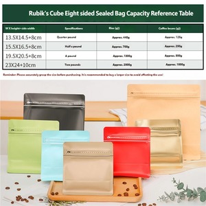 Sac vertical personnalisable en PE, résistant à l'humidité, avec fermeture éclair et valve de dégazage, adapté aux grains de café et aux noix. - Product Image 2
