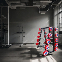 Ensemble d'haltères fixes Rouser 10-50 kg avec barre droite EZ pour curls, poids en polyuréthane avec logo personnalisé pour l'entraînement en salle de sport commerciale