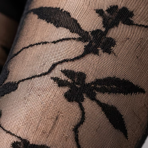 Collants en dentelle tricotée grande taille et collants jacquard 6XL à motif floral, résistants aux déchirures, en Spandex/Nylon - Product Image 4