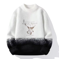 IMA343Winter Noël dégradé hommes col rond chaud décontracté tricoté jacquard vison laine pull pull sur mesure
