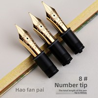 MAJOHN 8 #   Pluma estilográfica de 40 mm con punta súper grande, metálica, chapada en oro, azul y negra, con acabado brillante.