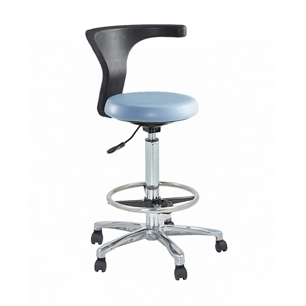 Tabouret dentaire esdr, chaise avec dossier et repose-pieds