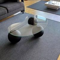 Table basse en verre trempé créative, design rond, style moderne et simple, couleur crème, pour petit appartement