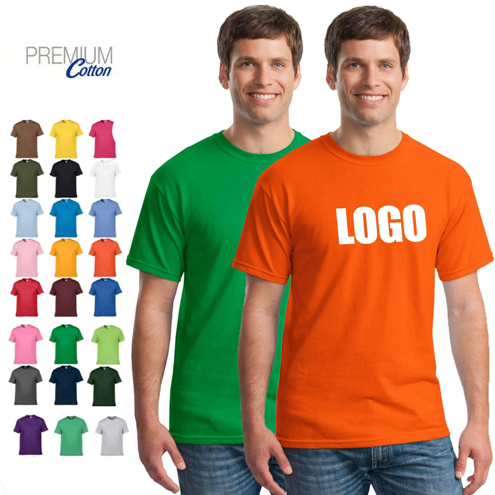 wholesale High Quality 100% Premium Cotton Blank TShirts Custom Printing Logo Men's slim-fit O-Neck t-shirt