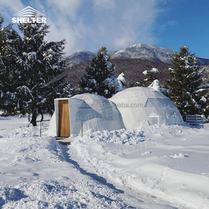 Maison igloo préfabriquée pour l'hiver en plein air Hôtel Casa <span class=keywords><strong>Domo</strong></span> 2 relié par un tunnel Tente dôme avec poêle - Product Image 5