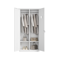 Armoire métallique à 2 portes avec serrure à clé, casier de rangement en métal à un seul niveau pour bureau et dortoir