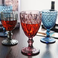 Vente chaude verrerie multicolore fête de mariage vert bleu violet gobelets gobelet de couleur vintage verres à vin rouge