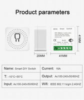Ewelink 16A Mini Interrupteur Intelligent Wi-Fi pour Maison Connectée, Module DIY avec Contrôle de Minuterie, Interrupteur Intelligent Wi-Fi Contrôlé