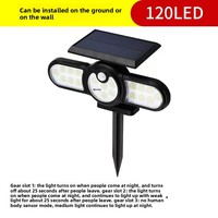 Lampu LED Tenaga Surya Tiga Kepala Bentuk Bunga Putih Hangat Dapat Disesuaikan Tahan Air CRI 70 Induksi Gerak Tubuh Manusia Lampu Dinding/Taman Luar Ruangan Rumah