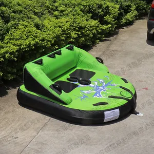 Factory Price Of 2 Person Water Sport Inflatable Towable Tubes For Boating Blue Green Color