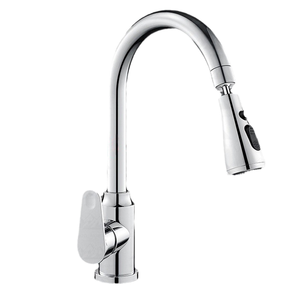 Robinet de cuisine en laiton avec douchette extractible télescopique, mitigeur eau chaude/froide, fonction lavage vaisselle à deux vitesses, poignée unique - Product Image 1