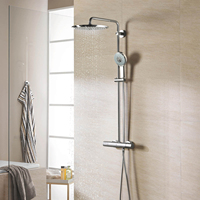 Ensemble de douche suspendu au plafond, multifonctionnel, avec pommeau de pluie, en céramique chromée, à débit contrôlé, pour salle de bain, avec robinet carré musulman