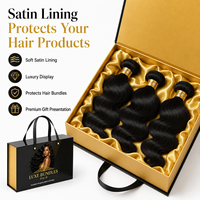Boîte d'emballage personnalisée pour extensions de cheveux, boîte cadeau pliable magnétique avec poignée, doublure en satin pour mèches de cheveux