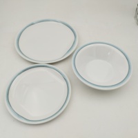 Ensemble de vaisselle en mélamine classique vintage 3 pièces de haute qualité, écologique, sans BPA, réutilisable, assiette, bol, hôtels, motif de plantes blanches