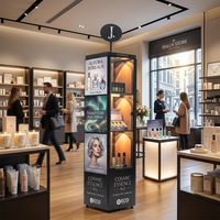 Présentoir de parfum de luxe sur pied avec éclairage LED et logo rétroéclairé personnalisé pour magasin de cosmétiques