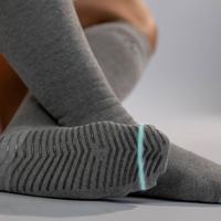 Chaussettes de compression antidérapantes en bambou de haute qualité, respirantes, pour usage quotidien, personnalisables, grises, antidérapantes