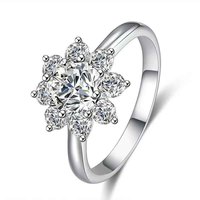 Bagues de fiançailles pour femmes en platine Pt950 avec diamant de laboratoire HPHT, motif étoile de neige étincelante, bagues de fiançailles pour femmes avec bande de diamants de laboratoire