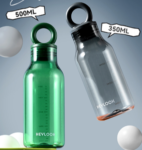 Botella de Agua de Plástico de Lujo 2026, Estética, Transparente, con Asa de Anillo, Escala de Volumen, 500 ml, Venta al Por Mayor, Logotipo Personalizado - Product Image 2