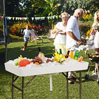 Table de glacière pliable en plastique multi-usages avec jupe assortie et bouchon de vidange pour le camping