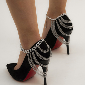 Various Styles Multi-layered Tassel Alloy Anklets <b>Chains</b> Pearls Sequins Multiple Colors Party Silver/Gold/<b>Black</b> Plated - Product Image 3