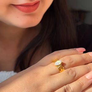 Anillo Marquise de Piedra Lunar Arcoíris, Plata de Ley 925, Chapado en Oro, Gema Hecha a Mano, Joyería Boho, Anillo de Compromiso para Mujer, Moku - Product Image 6