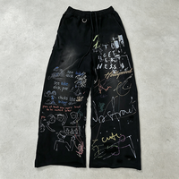 Fabricant de vêtements streetwear YSJY, pantalons de survêtement épais effet délavé, broderie personnalisée, pantalons de survêtement à jambes larges pour hommes