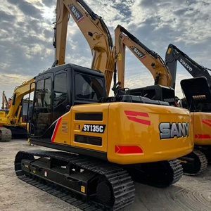 รถขุดตีนตะขาบ Sany SY135C รุ่นปี 2021 ขนาด 12 ตัน สีเหลือง ติดตั้งบนแทร็ก อุปกรณ์ก่อสร้างงานหนัก พร้อมเครื่องยนต์ เกียร์บ็อกซ์ และ PLC - Product Image 1