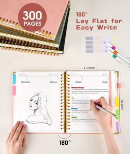 Hardcover Spiral Notebook Journal 300 Page Leather Large B5 8"x10" College Ruled <b>Pink</b> Promotional Business <b>Gift</b> - Product Image 6