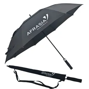 맞춤형 로고 에어 벤트 골프 파라거스 우산 우산 제조 업체와 휴대용 가방이있는 검은 우산