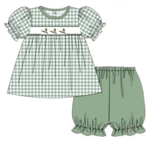 Venta al por mayor Smocked burbuja vestido verano pato ganso niños trajes bebé niña ropa niño niños conjuntos de ropa - Product Image 3