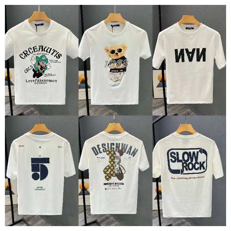 Kaus manufaktur Logo kustom kaus katun putih bercetak sekolah Akademi Kemah musim panas kaus ukuran Plus untuk pria