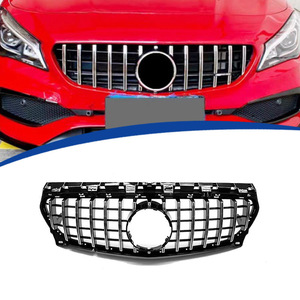 Parrilla Delantera para Mercedes-Benz Clase CLA W117, Modelo GT, Totalmente Negra con Franjas Verticales Plateadas, ABS - Product Image 1