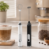 Mélangeur à boissons électrique pour latte matcha, mousseur à café portatif avec 2 fouets détachables, 3 vitesses, mousseur à lait rechargeable