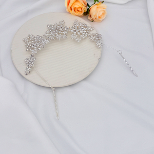 Exquisitos Accesorios <span class=keywords><strong>para</strong></span> el Cabello de Cristal, Corona, Diadema de Boda, Diadema de Princesa <span class=keywords><strong>para</strong></span> Baile de Graduación, Diadema de Dama de Honor con Flores de Diamantes de Imitación - Product Image 4