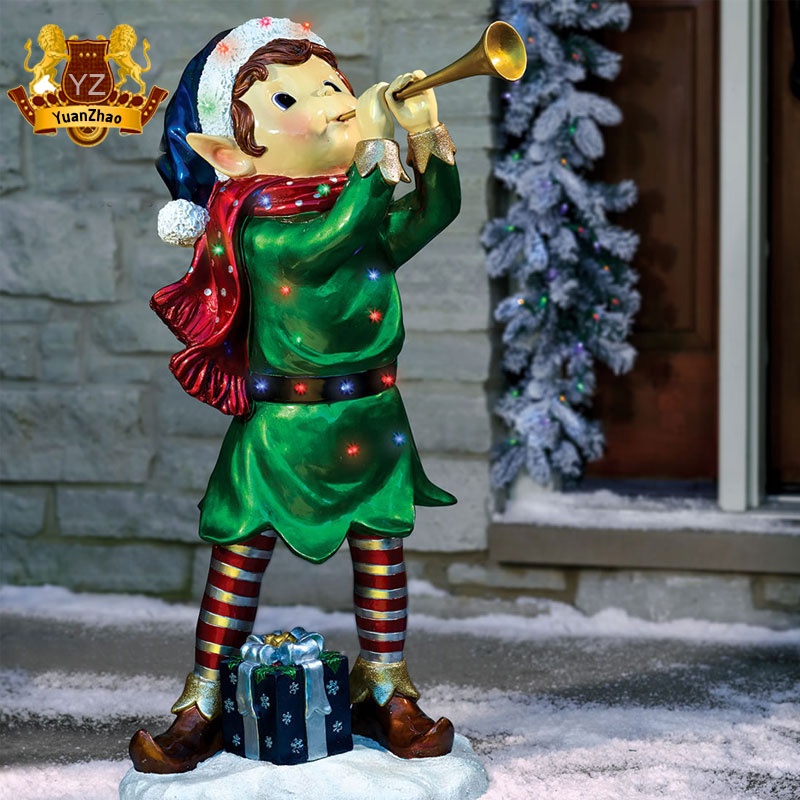 Christmas door decoration Elves sculpture beautiful fiberglass elf statue children like