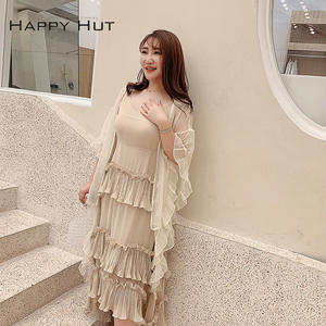 Cárdigan de Gasa para Mujer Happy Hut, Color Albaricoque, Talla Grande, Estilo Resort, Capa Transparente con Protección Solar N7016 - Product Image 5